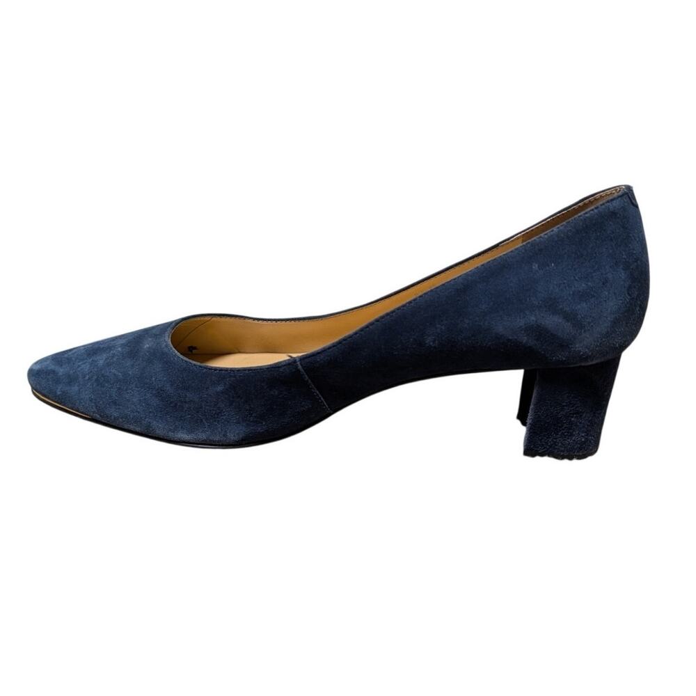 TALBOTS Women's Navy Blue Genuine Suede Leather Blocked Heel Pump Shoes size 8.5